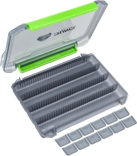 Caja de aparejos de pesca, bandejas abiertas de doble hebilla, caja de piezas de almacenamiento de plástico con divisores extraíbles para agua