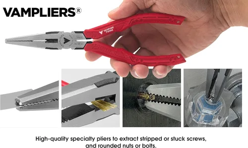 Miniatura 4 de VAMPLIERS Juego de alicates extractores de tornillos de 3 piezas. Fabricado en Japón: Linesman de 8", punta larga de 7" y alicates combinados