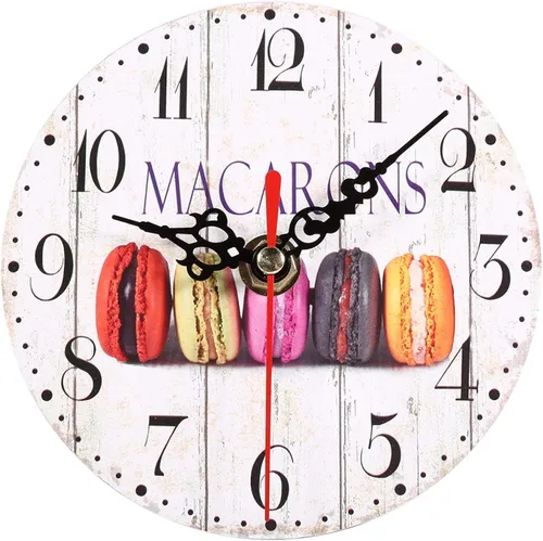 Miniatura 12 de Haofy Reloj de pared vintage redondo extra pequeño de 4.7 pulgadas, silencioso, funciona con pilas, reloj de pared de madera antigua para cocina