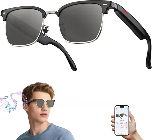 Gafas de sol inteligentes con control de voz, llamadas manos libres y protección UV400, audio HD, micrófono integrado, tiempo de reproducción de 6