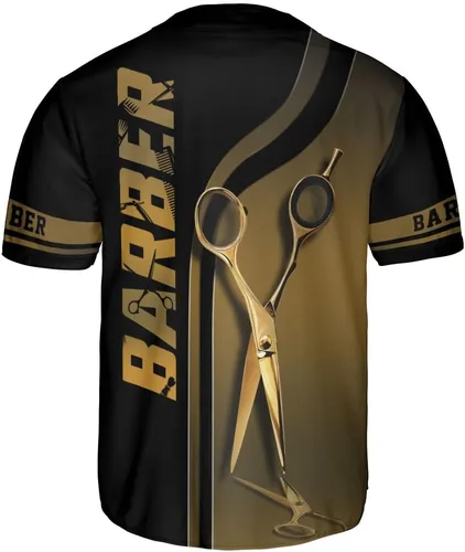 Miniatura 3 de Camiseta de béisbol personalizada con nombre personalizado para peluquería 3D para hombres y mujeres, peluquería, regalo, tijeras, camisas de poste