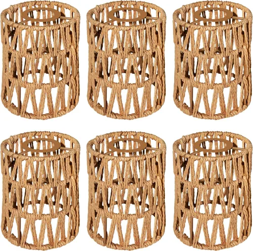Miniatura 10 de Paquete de 3 pantallas de lámpara de ratán bohemias, pantallas de lámpara colgantes para lámparas de pie, lámparas colgantes de ratán, lámpara