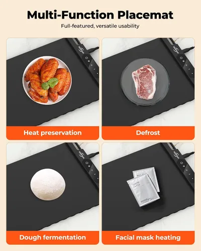 Miniatura 4 de Alfombrilla de calentamiento eléctrica para alimentos - Bandeja de silicona de calentamiento rápido de superficie completa con 3 niveles