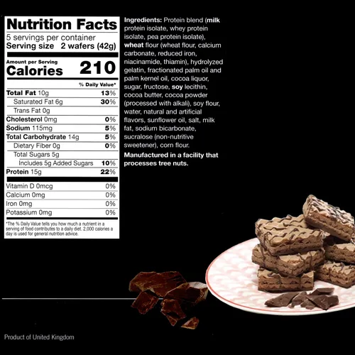 Miniatura 2 de ProtiWise Obleas de chocolate con alto contenido de proteínas, bajas en carbohidratos, bajas en azúcar, Keto Friendly, 0.55 onzas de proteína, alta