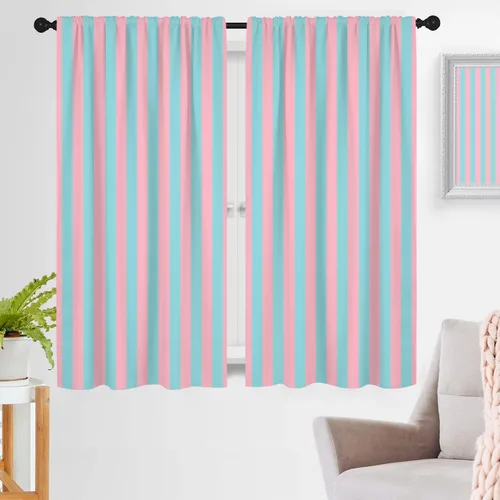 Miniatura 19 de zokyer Cortinas de ventana a rayas beige crema, modernas rayas verticales de 63 pulgadas de largo, 2 paneles, cortinas bohemias neutras para niños