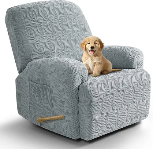 Miniatura 8 de VANSOFY Fundas para sillas reclinables, 4 piezas, elásticas, de tela jacquard, suave funda para silla reclinable, protector de muebles con parte