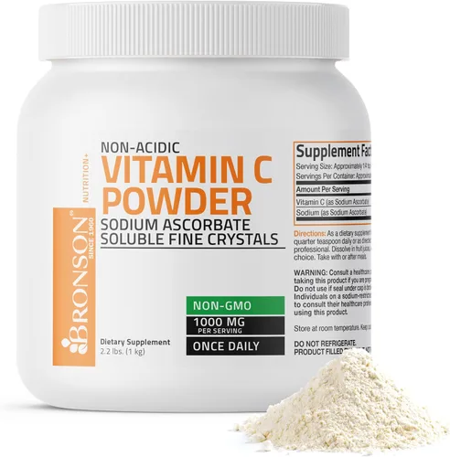 Miniatura 8 de Bronson Labs cristales de vitamina C, 1000 mg (ascorbato de sodio no acídico), 1