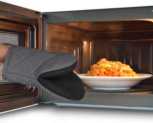 Miniatura 7 de Guantes cortos para horno, resistentes al calor, 500 °F, guantes de cocina con agarre de silicona, antideslizantes para hornear, parrilla, barbacoa