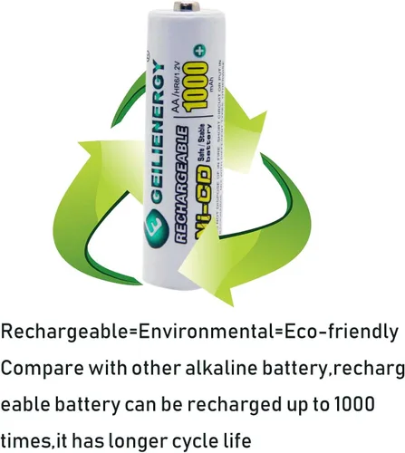 Miniatura 6 de Pilas recargables AA Ni-CD de 1000 mAh, pilas recargables AA para luces solares (paquete de 8)