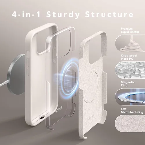Miniatura 705 de GONEZ Funda de silicona para iPhone 15 Pro Max, compatible con Magsafe, protector de cámara + protector de pantalla, forro de microfibra suave