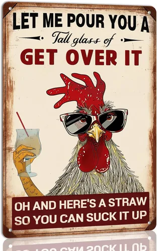 Miniatura 8 de Adivina Qué Divertido Gallinero Cartel de Hojalata, Póster de Trasero de Pollo, Arte de Pared de Cocina de Granja, Accesorios de Gallinero