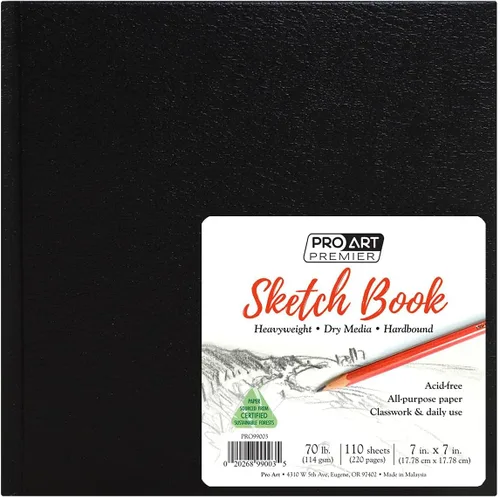 Miniatura 11 de Pro-Art PA020504 - Cuaderno de bocetos rígido, 11 x 14 pulgadas, color negro (110 páginas)