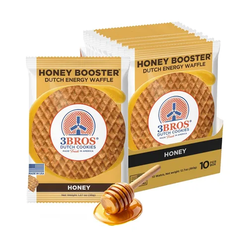 Miniatura 11 de 3Bros Stroopwafels, galletas de waffle holandesas rellenas de caramelo, envueltas individualmente, 10 unidades, exterior suave y tostado con relleno