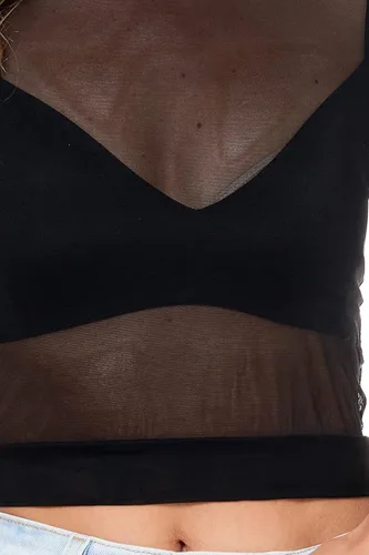 Miniatura 6 de Elodie Top de malla transparente para mujer Camisa de manga corta transparente