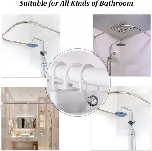 Miniatura 7 de AZHM 4 piezas Juegos de Cortinas de Ducha con Citas Inspiradoras con Alfombras, Juego de Decoración Floral de Baño con Cortina de Ducha y Alfombras