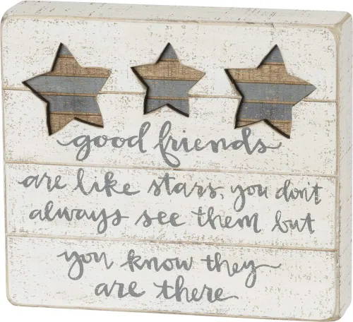 Primitives by Kathy Cartel de decoración del hogar con letras de «Good Friends Are Like Stars», 8 x 7 pulgadas Los buenos amigos son como estrellas
