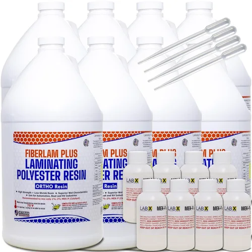 Miniatura 14 de FIBERLAM Plus 1-10G Resina de poliéster 1-10 galones +endurecedor MEKP; revestimiento de baja viscosidad para laminado de estera/biaxial/tela