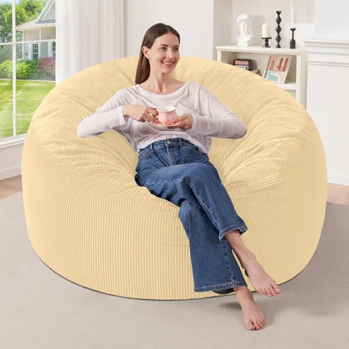 Miniatura 35 de HABUTWAY 2 puf de 2 pies, puf gigante para adolescentes y adultos, puf grandes con relleno de espuma viscoelástica, puf grandes con funda de pana