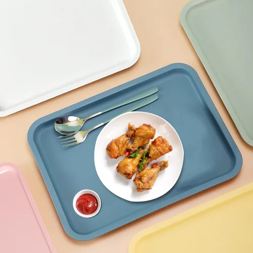 Miniatura 5 de Cieovo Paquete de 10 bandejas para servir comida rápida, colorida bandeja rectangular para cafetería, para restaurante, hogar, escuela, suministros
