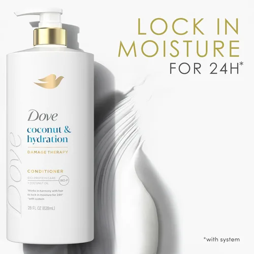 Miniatura 10 de Dove Acondicionador de coco e hidratación para cabello seco con tecnología de cuidado de bio-proteínas y aceite de coco, 28 onzas líquidas