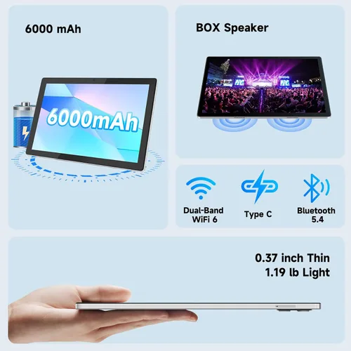 Miniatura 3 de Tableta, tableta Android con 12 GB de RAM 64 GB de ROM, tabletas con procesador Octa-Core con teclado, mouse, pantalla táctil de 10.1 pulgadas 1280