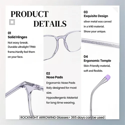 Miniatura 4 de ROCKNIGHT Gafas de luz azul a la moda para las mujeres de cara pequeña bloqueador de luz azul teléfono juegos pantalla gafas de computadora Marco