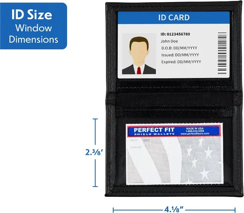 Miniatura 2 de Perfect Fit Shield Wallets Slim Dress Leather 2 ID Windows Wallet Bifold Licencia titular doble doble ID tarjeta permiso para tarjetas más grandes