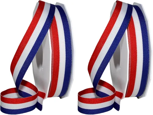 Miniatura 9 de Morex Ribbon 93609/25-914 - Cinta patriótica de grogrén a rayas de 1.5 pulgadas x 25 yardas para envolver regalos, rojo/blanco/azul, decoraciones