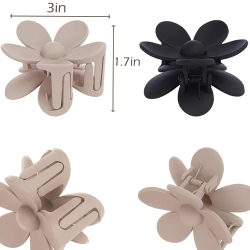 Miniatura 2 de 6 pinzas para el cabello de flores, pinzas de margarita, pinzas de garra grandes mate, pinzas de sujeción fuerte, accesorios para cabello grueso, 6