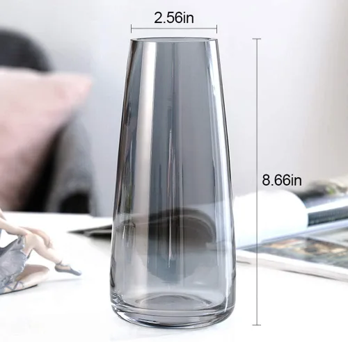 Miniatura 4 de Aoderun Jarrón de cristal para flores, jarrones modernos para decoración del hogar, florero único para ramo de flores de 8.7 pulgadas, centro de Gris