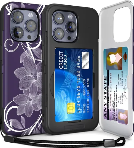 Miniatura 16 de TORU CX Slim - Funda tipo cartera para iPhone 15, funda protectora a prueba de golpes resistente con tarjetero oculto y ranura para tarjetas, espejo