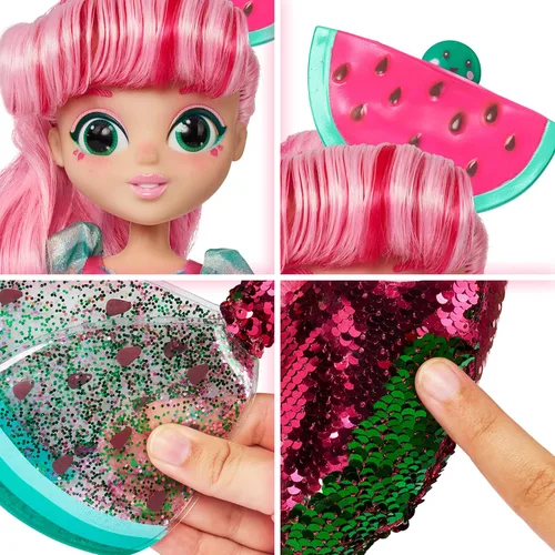 Miniatura 2 de Sunny Days Entertainment Fidgie Friends Watermellow - Sirena con cola de lentejuelas abatibles Muñeca de moda de 10.5 pulgadas con juguetes