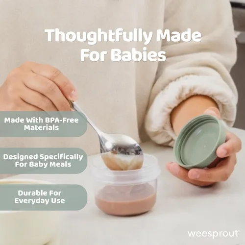 Miniatura 6 de WeeSprout Recipientes de comida para bebés, recipientes pequeños de 4 onzas con tapas, a prueba de fugas y herméticos, aptos para congelador, aptos