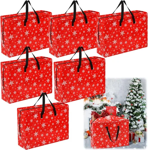 Miniatura 8 de 6 bolsas de almacenamiento de Navidad extra grandes, 27 x 20 pulgadas, organizador de alta resistencia, bolsa de almacenamiento de Navidad de gran
