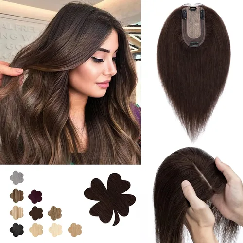 Miniatura 23 de Benehair Peluca de cabello con clip con flequillo, peluca secreta de cabello 100% humano, postizo superior con flecos, peluca de repuesto