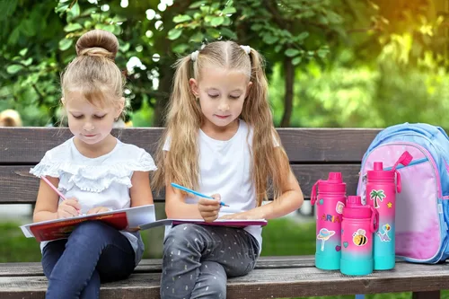Miniatura 8 de CHILLOUT LIFE Botella de agua aislada para niños de 17 onzas para la escuela con tapa de boquilla a prueba de fugas y bonitas calcomanías Slushy