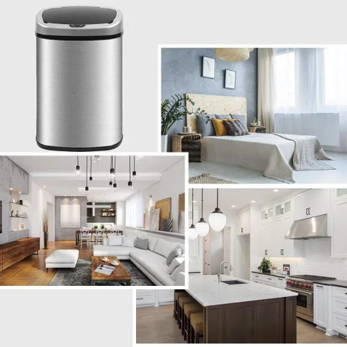Miniatura 7 de HGS Basurero de cocina de 13 galones, de acero inoxidable con tapa, sensor automático, sin tacto, de gran capacidad, para el hogar, baño, oficina