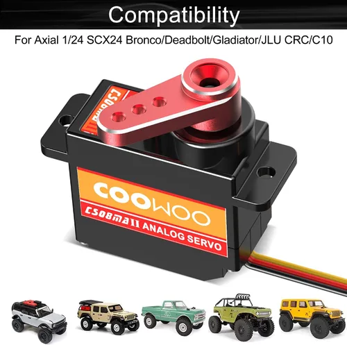 Miniatura 2 de Servo, servo de dirección con soporte servo y bocina servo piezas de actualización para 1/24 SCX24 RC Crawler Cars Complete Upgrades (paquete A)