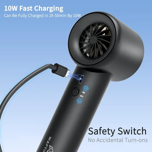 Miniatura 7 de Ventilador de mano, ventilador personal portátil con 1-100 velocidades ajustables, 5000 mAh [15 horas de tiempo de trabajo máximo] recargable