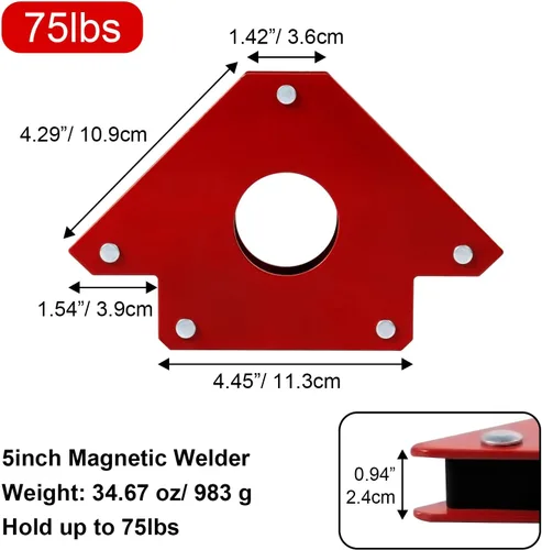Miniatura 3 de Imán de soldadura de flecha, 4 unidades, 4 pulgadas, 5 pulgadas, abrazaderas de soldadura y accesorios de soldadura de potencia, soporte