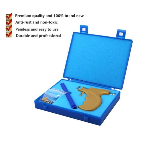 Miniatura 7 de Kit profesional de pistola de perforación de oreja con 6 pares de aretes de plata de ley S925 (chapado en oro amarillo de 18 quilates) + 10 pares