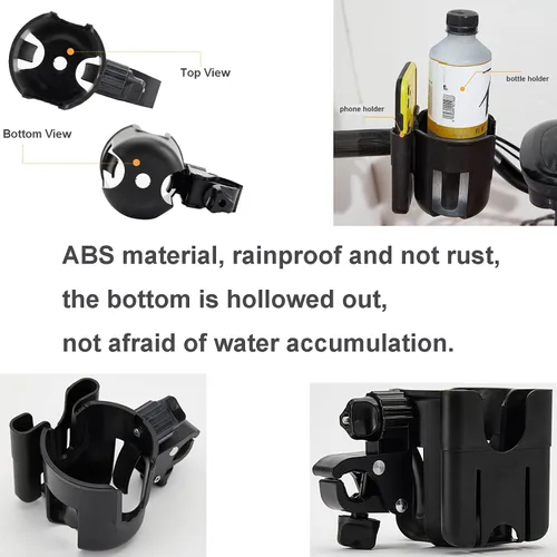 Miniatura 7 de Portavasos 2 en 1, organizador de cochecito con rotación de 360 grados - Bicicleta, cochecito, silla de ruedas, taza andadora, soporte