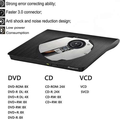 Miniatura 2 de Unidad externa de CD de DVD, USB 3.0 Tipo-C Ultra Slim Drives CD DVD RW Player/DVD CD ROM Drive/Writer/Rewriter/USB CD Burner Compatible con Mac
