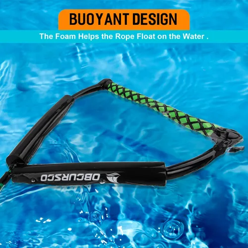 Miniatura 5 de Obcursco Cuerda de wakeboard de 75 pies, cuerda para deportes acuáticos Dyneema de 4 secciones con mango de EVA para wakeboard, esquí acuático