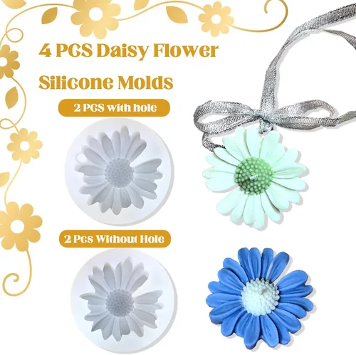 Miniatura 5 de 4 moldes de silicona de flores de margarita para velas, molde de vela de flores 3D de silicona, margaritas de silicona, cera de jabón, resina epoxi