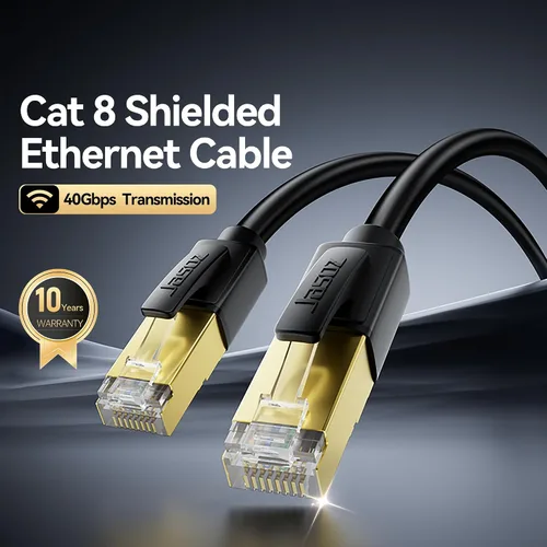 Miniatura 3 de Cable Ethernet Cat 8 de 3 pies, cable de red trenzado de nailon de alta velocidad de 40 Gbps 2000 MHz, cable LAN RJ45 sólido blindado resistente