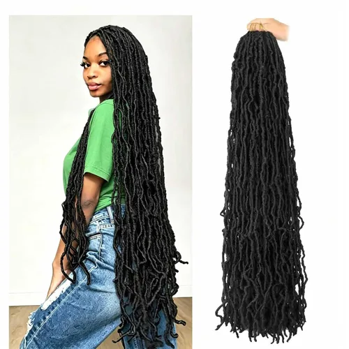 Miniatura 9 de 8 paquetes de cabello de ganchillo Goddess Locs de 14 pulgadas, trenzas de ganchillo suaves locs, extremos rizados, rastas bohemias de ganchillo 1b