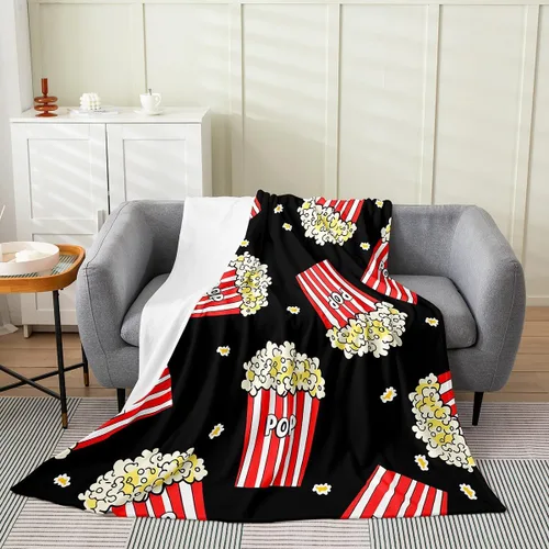 Miniatura 17 de Manta de felpa con diseño de palomitas de maíz, para niños, niñas, adolescentes, cine para todas las estaciones, manta de cama transpirable a