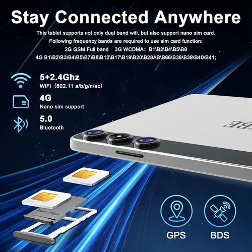 Miniatura 4 de Tablet Android 15 2026, tabletas de 10 pulgadas con almacenamiento de 128 GB, 14 GB de RAM, 1 TB expandible, tabletas celulares 4G duales
