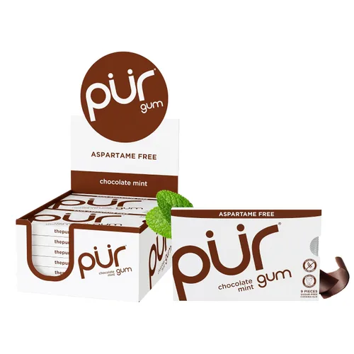 Miniatura 16 de PUR Gum Chicle sin aspartamo 100% xilitol Chicle con sabor natural a menta piperita, 9 piezas (paquete de 12)